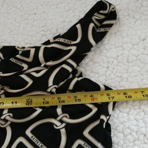White House Black Market Chain Print Fit & Flare Off Shoulder Dress Size… - Picture 2 of 7